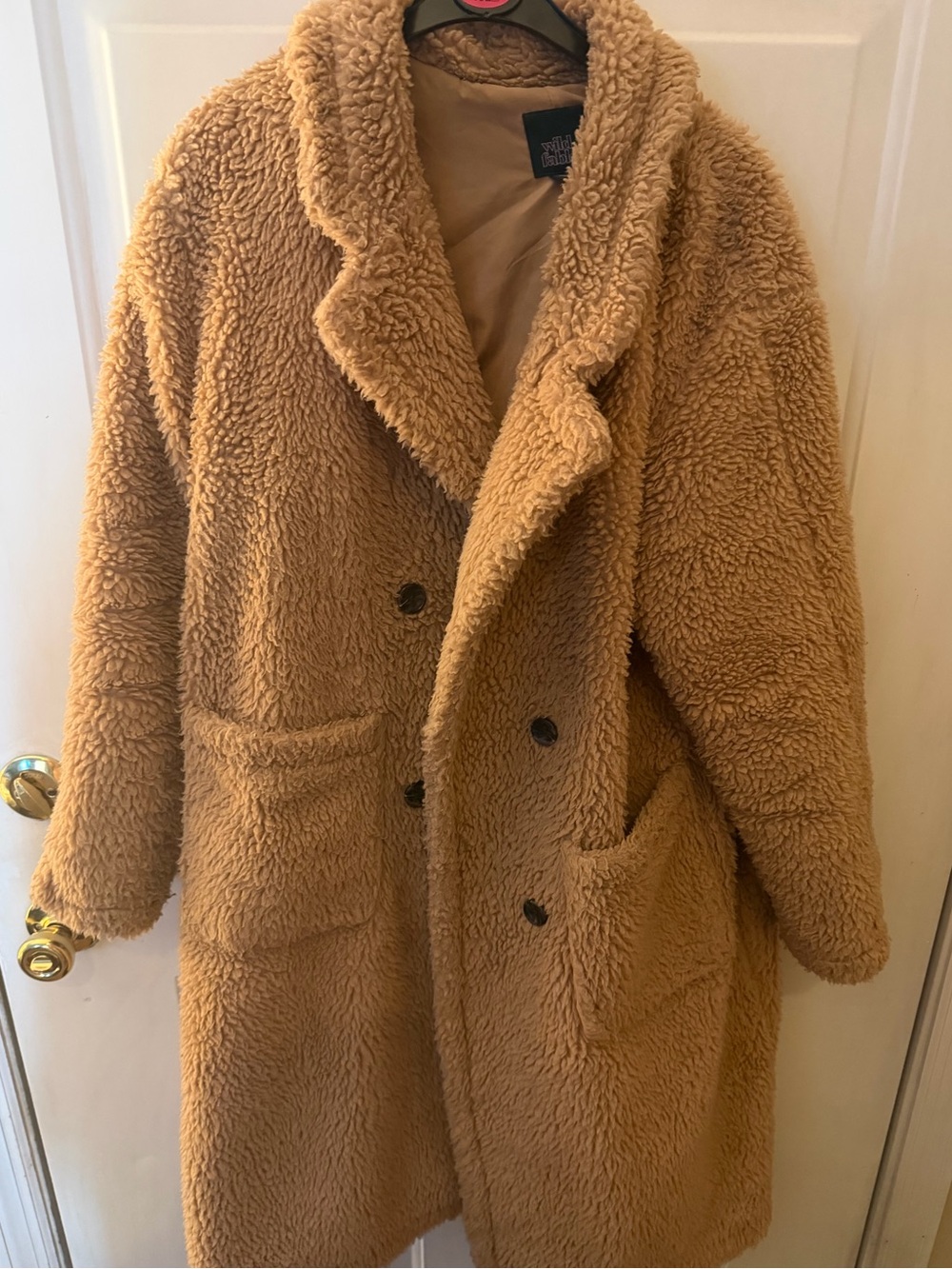 wild fable Camel-Tone Teddy Faux-Shearling Coat